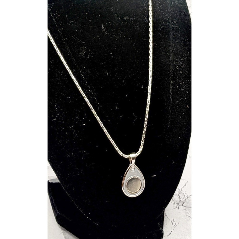 BT4U Magnetic Interchangeable Pendant Necklace Silver Chain Teardrop‎ Stone